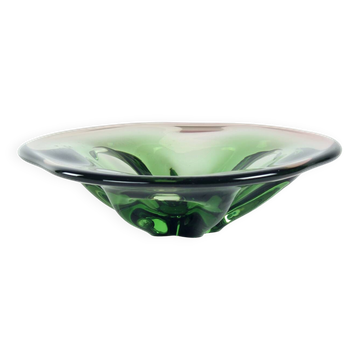 Bol en verre artistique de Frantisel Zemek pour la verrerie de Mstisov, Tchécoslovaquie