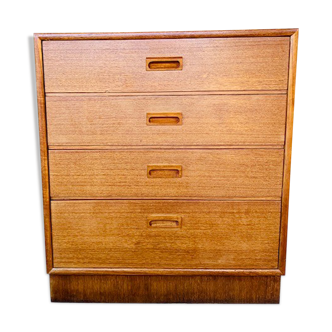 Scandinavian 4-drawer teak chest of drawers by Kempkes 1960s