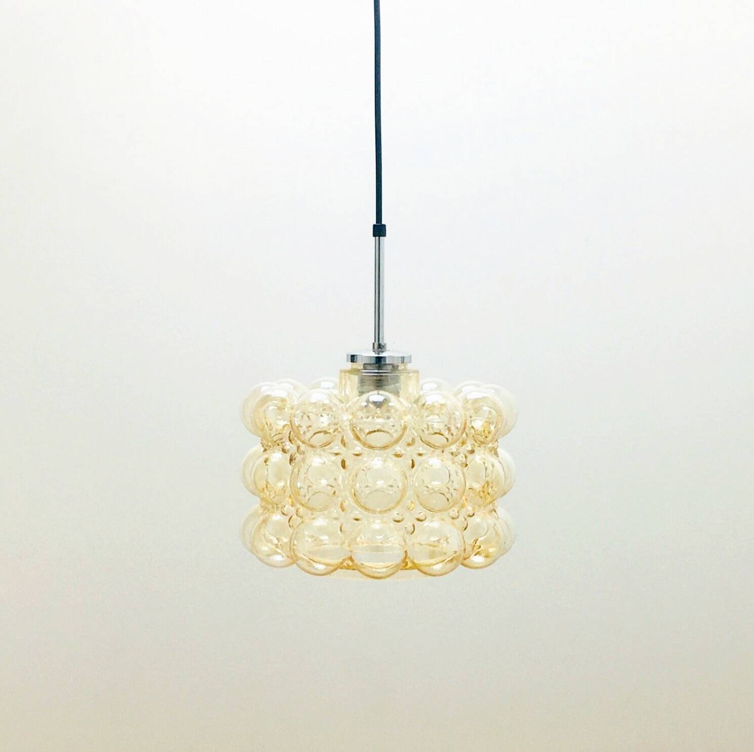 Mid-Century Amber Bubble Glass Ceiling Light/Pendant by Helena Tynell for Limburg, Germany, 1960s