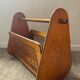 Wooden and rattan magazine rack from the 50s and 60s