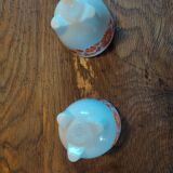 Pair of egg cups Arcopal orange flowers