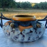 Art Deco ceramic vase wrought iron frame with lemon tree decoration L Date