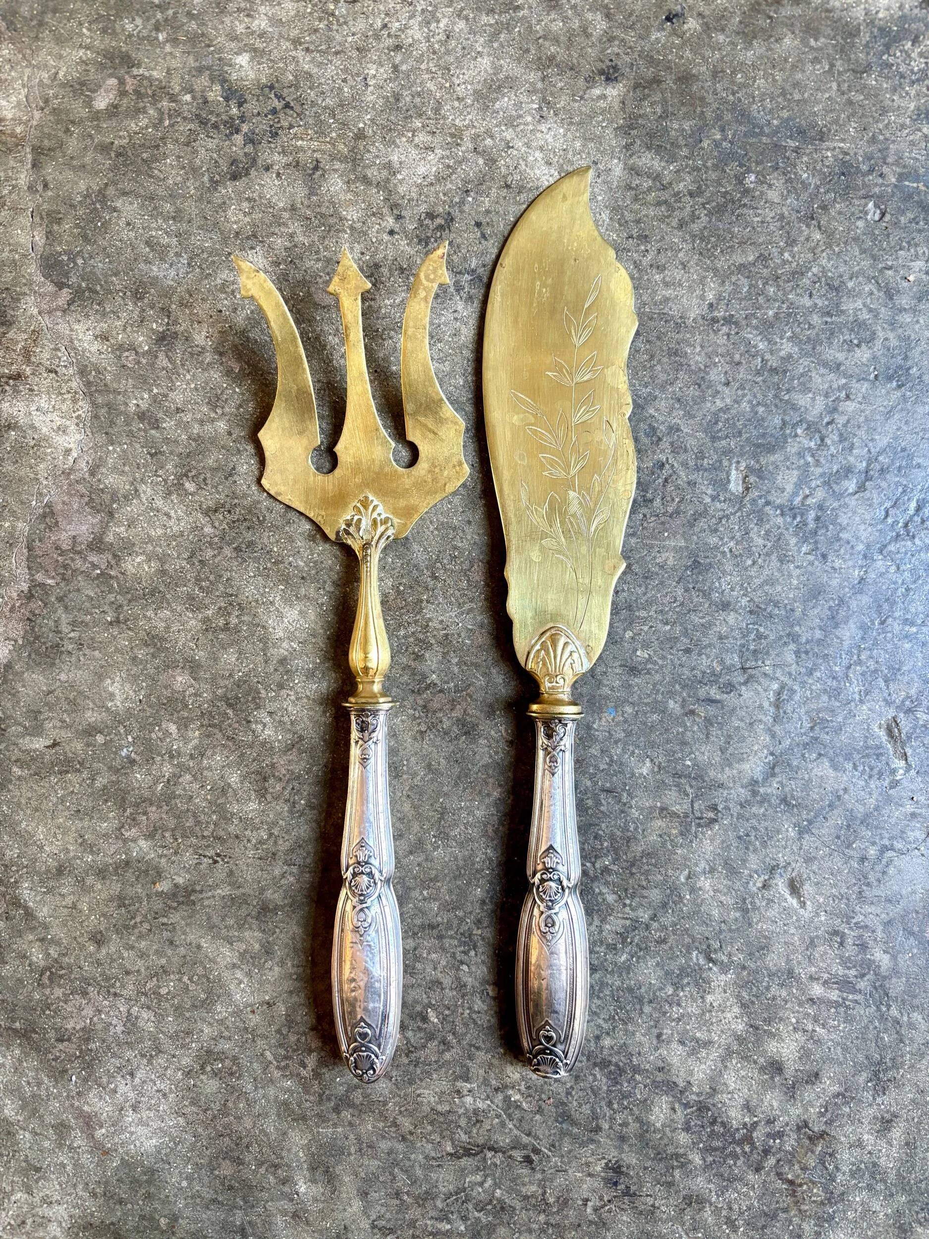 Silver and gilt fish serving cutlery no. 1