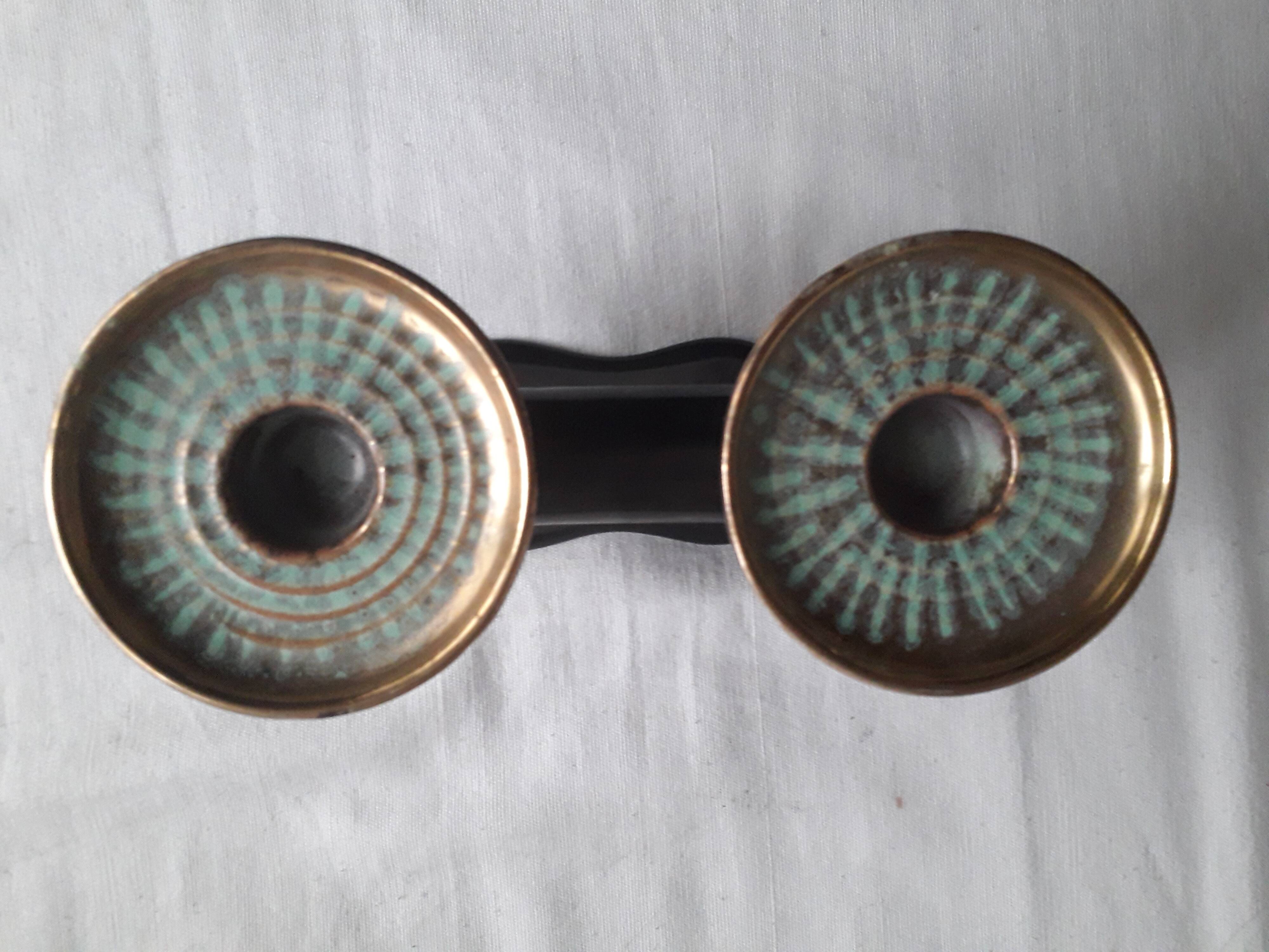 Vintage candle holder with 2 branches in Vallauris ceramic
