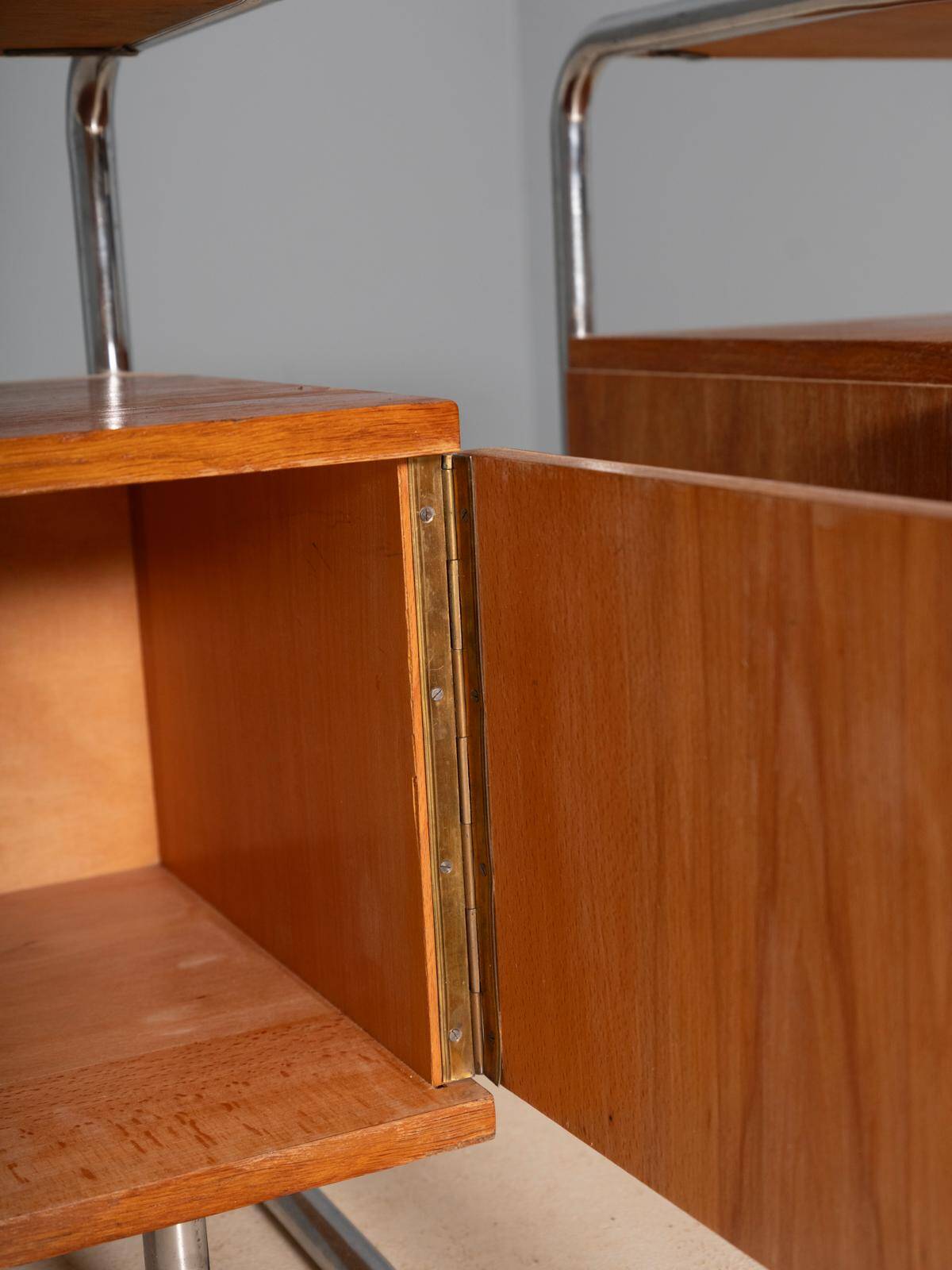 Pair of Chromed Nightstands, Vichr & spol, 1950s, Czechoslovakia