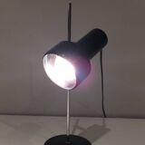 Adjustable lamp in black lacquered metal and chrome. French work. Circa 1970.