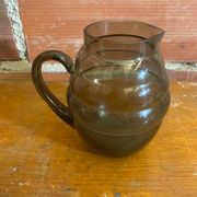Pichet Ancien ART DÉCO Verre moulé fumé Cuisine Vintage #C604