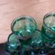 9 verres à apéritif vert émeraude et doré Luminarc France