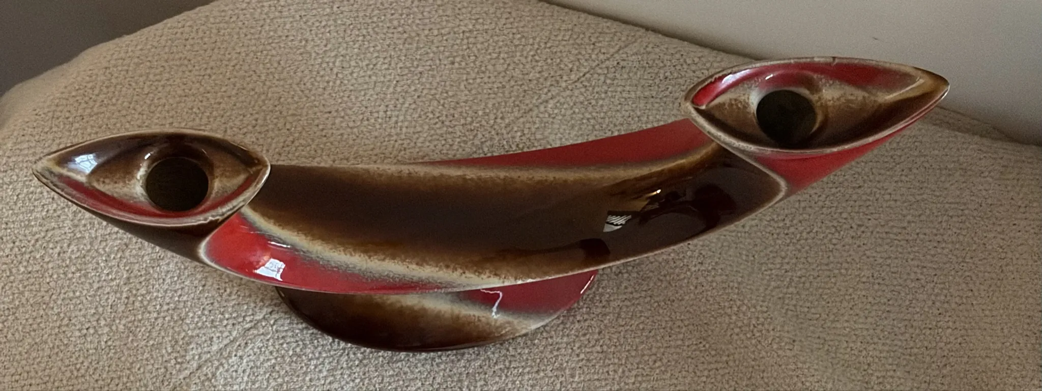 Pair of Mid-Century Vintage Ceramic Double Candlestick Holders Verceam