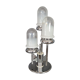 Lampe métal chromé et verrerie Mazzega vintage 50s avec connotation Art-déco. H: 71 cm.