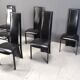 Chaises de salle à manger hautes en cuir noir vintage, lot de 6, années 1980