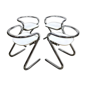 Vintage Swedish chrome dining chairs Borge Lindau Bo Lindekrantz 1970