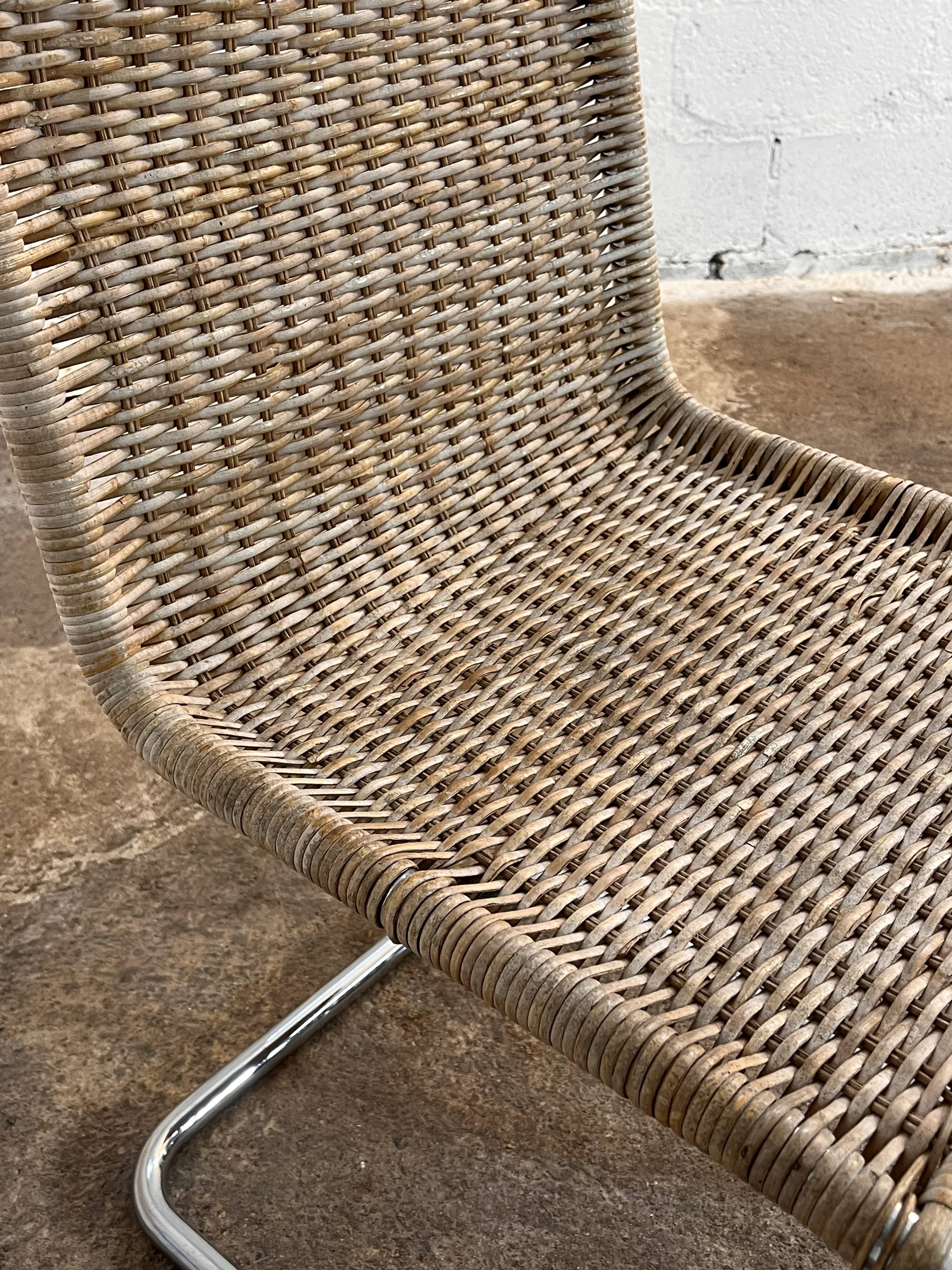 Set of 4 mr10 rattan chairs by mies van der rohe