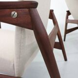 Set of Two Danish Adjustable Wingback Lounge Chairs in Teak by Ib Kofod Larsen