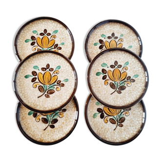 Ensemble de 6 assiettes à dessert ou semi-creuses de la collection Boch La Louvière Corfou vintage