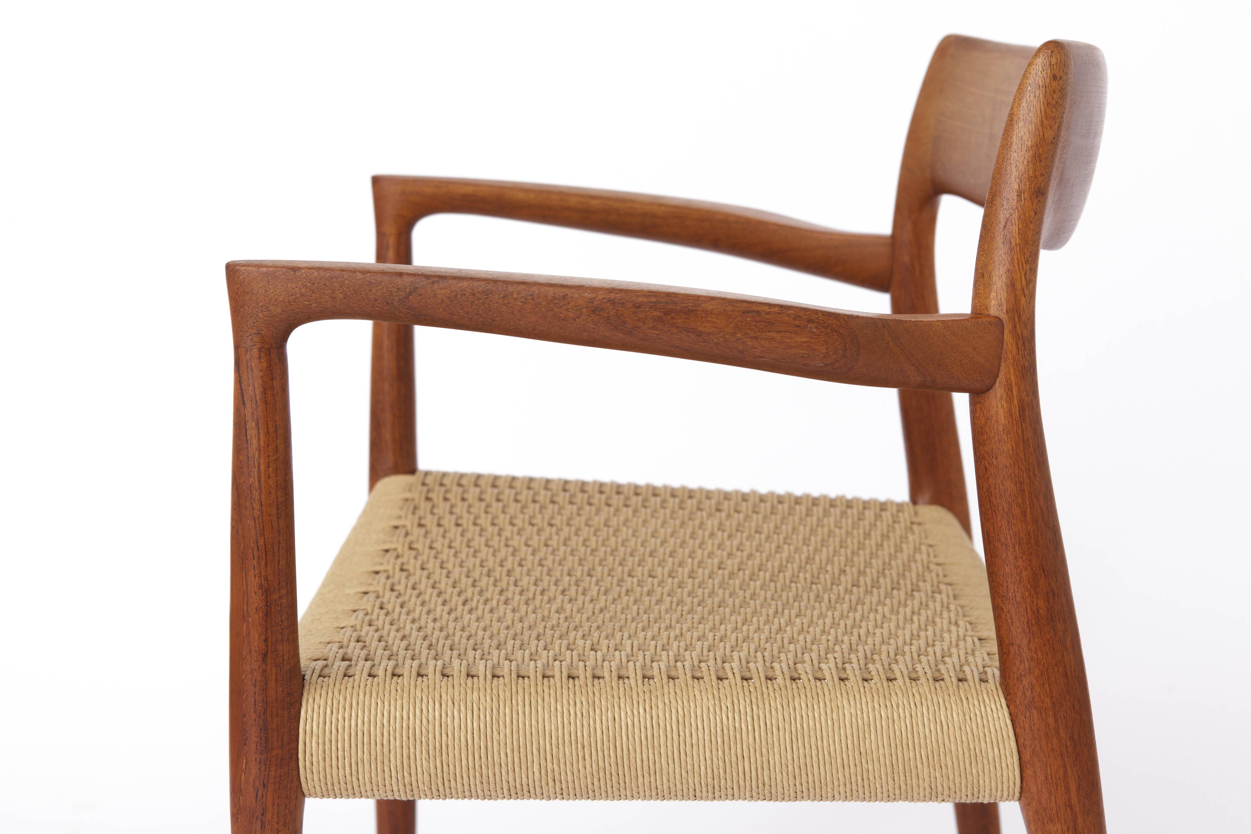 1 of 2 Niels Moller armchair, model 57, 1950s Vintage, paper cord seat,