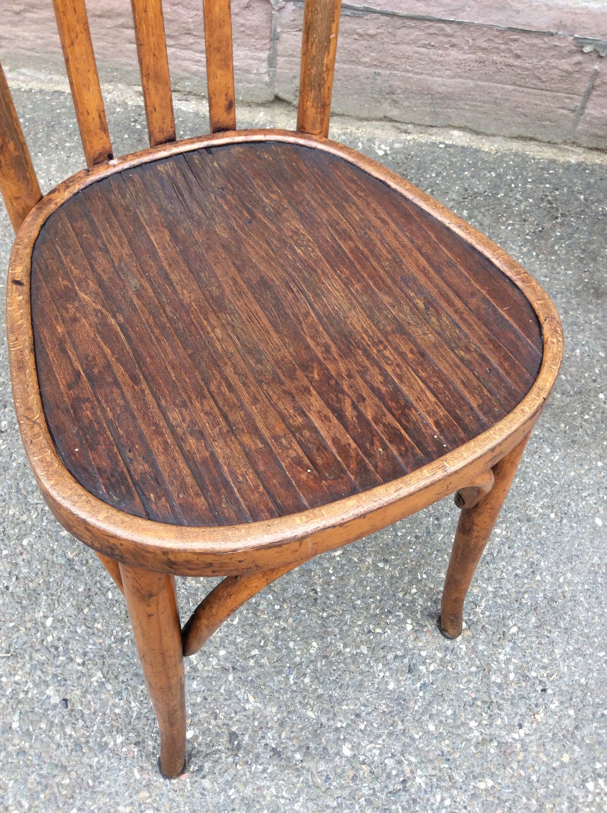 Lot of 2 wooden bistro chairs 1950