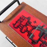 Table à carreaux vintage avec porte-journaux, porte-revues