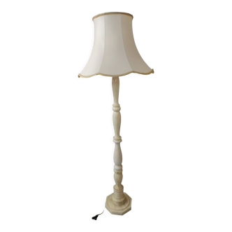 Alabaster floor lamp and silk lampshade