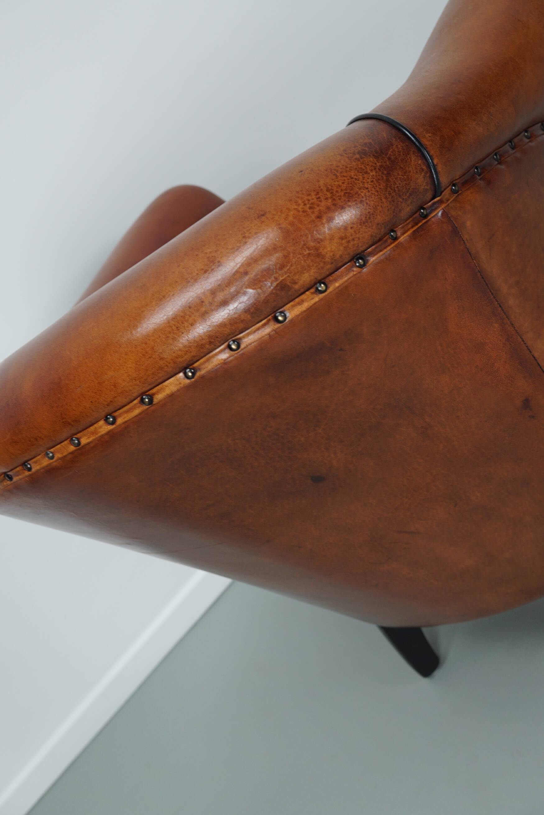 Vintage Dutch Cognac Colored Leather Club Chair