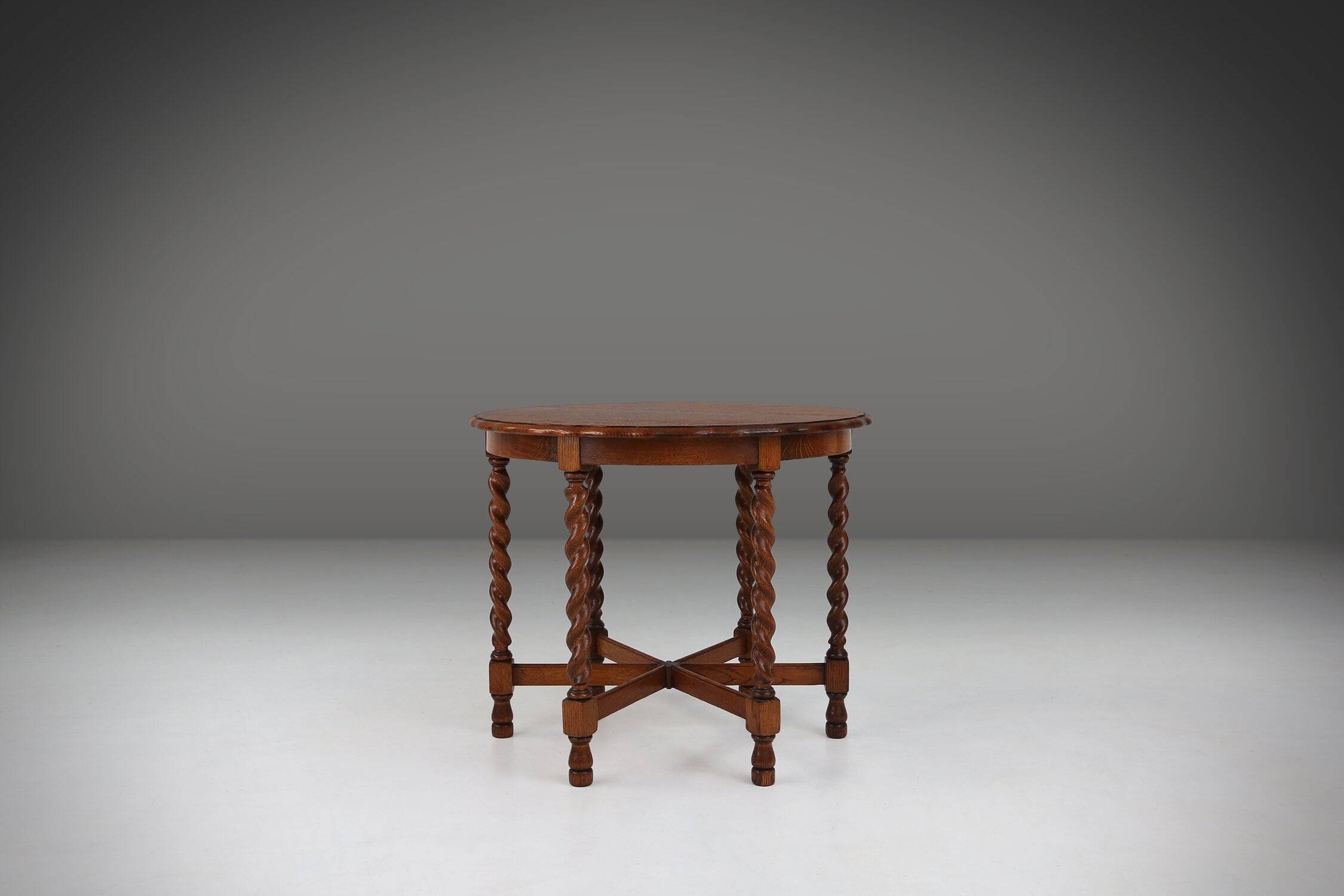 Solid Oak Carved and Turned Side Table, France, ca. 1890