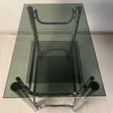 Console smoked glasses, chrome structure, 70s
