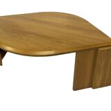 Table basse vintage en forme de larme wabi sabi brutaliste en chêne massif