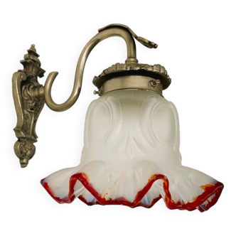 Lampe portugaise d’applique murale de tulipe en verre dépoli du milieu du siècle