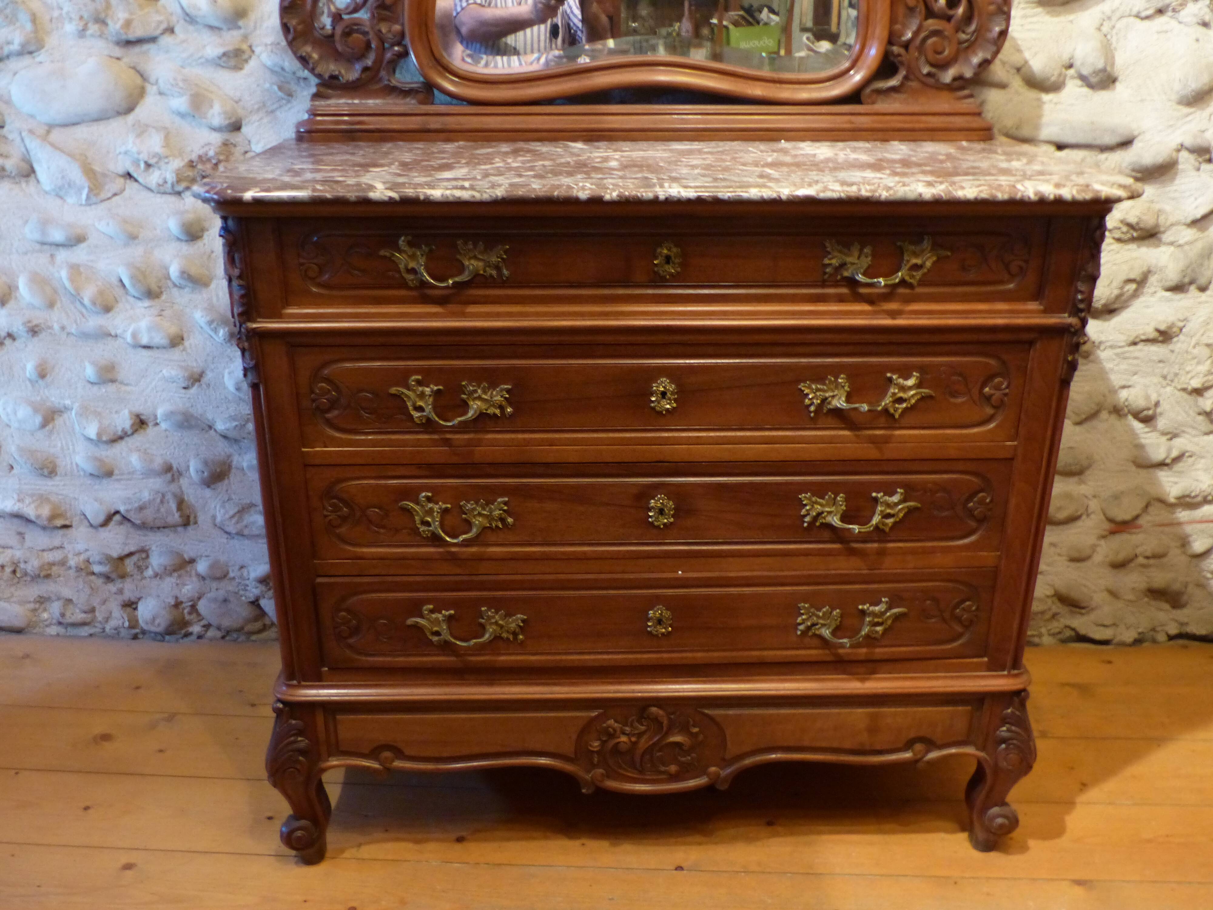 Coiffeuse en noyer de style Louis XV | Selency