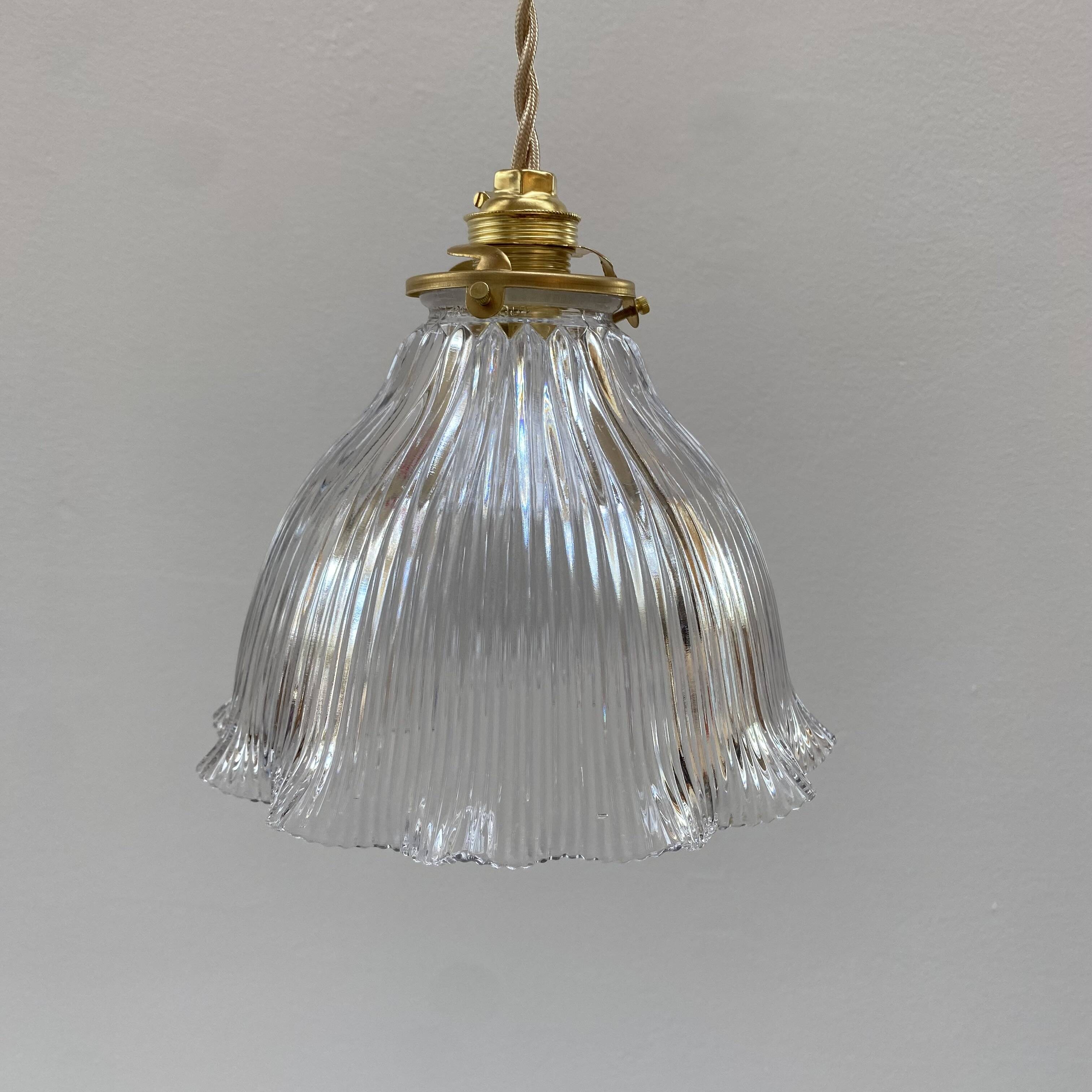 Holophane glass pendant with serrated edges