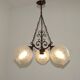 French Vintage 3 Light Bronze Effect Chandelier - Opaque Glass Ball Shades