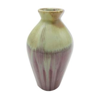 Vase in flamed sandstone red ox blood and pistachio green