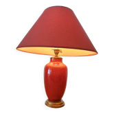 Vintage ceramic table lamp with a lacquered finish, golden potiche base and brass.