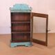 Old art deco wall display case in original blue teak burmese patina
