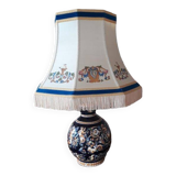 Gien table lamp, renaissance decor, blue background