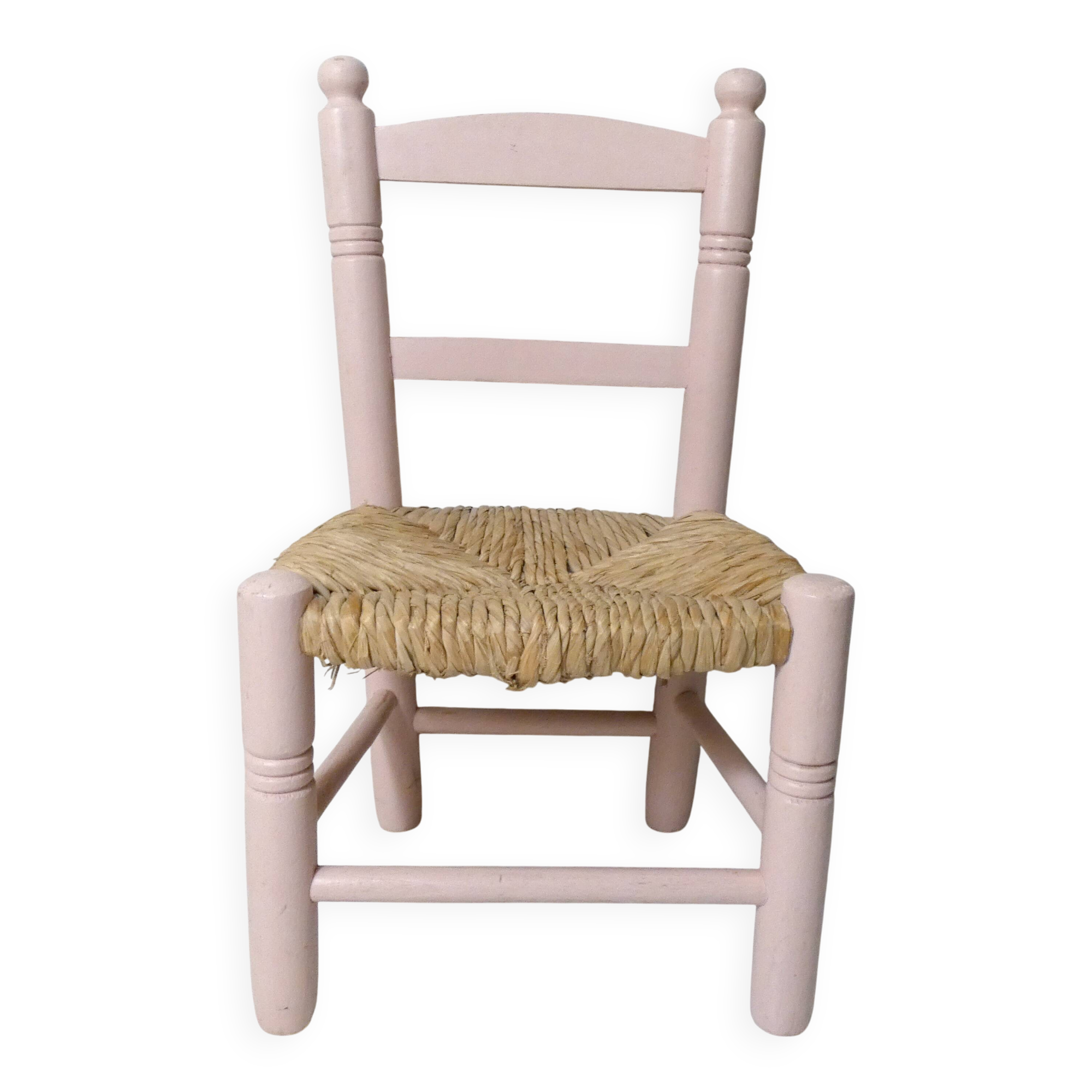 Old wooden straw chair for children