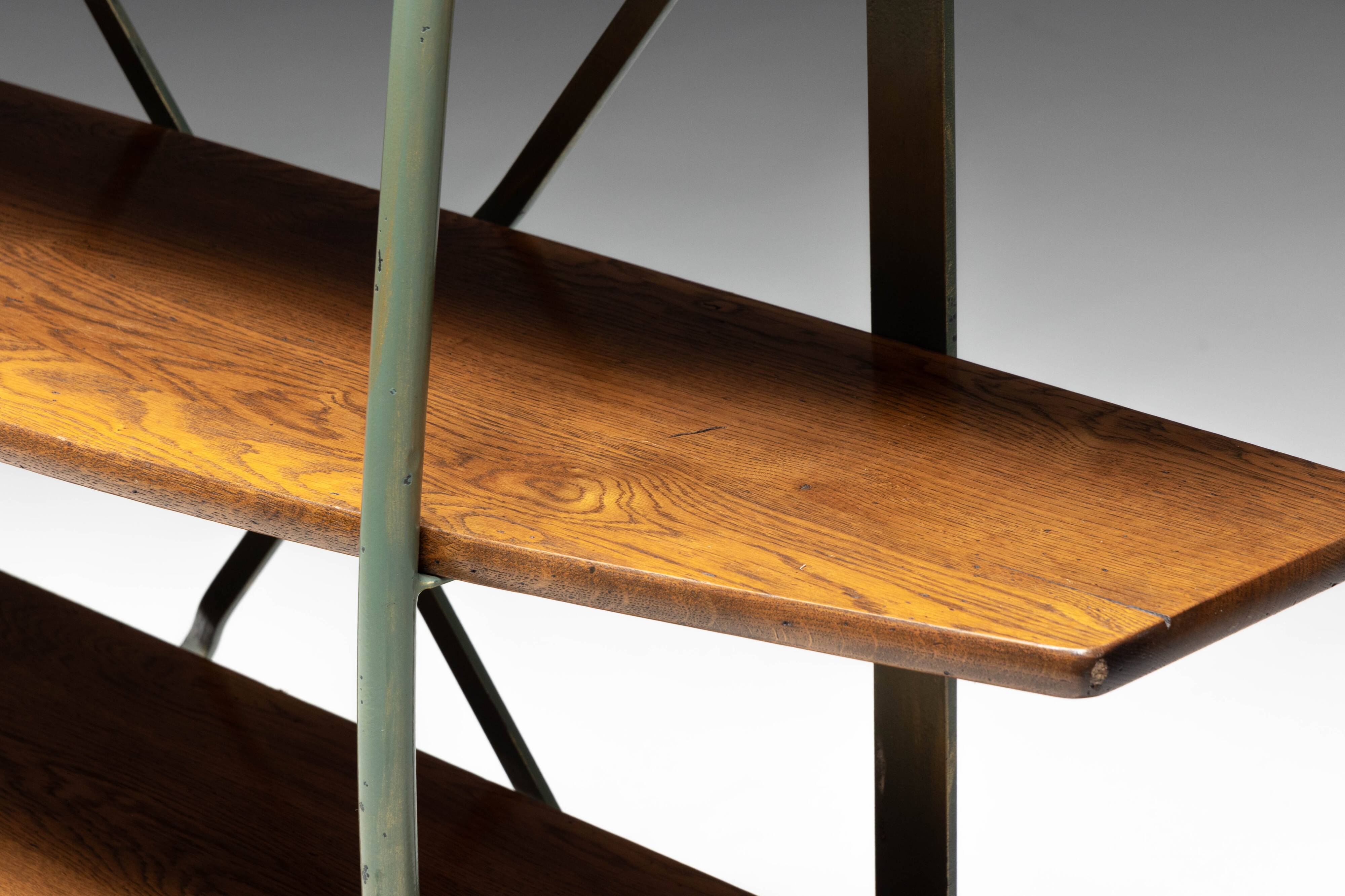 Bakery Display Rack with Iron Frame and Oak Shelves, France, 1920s