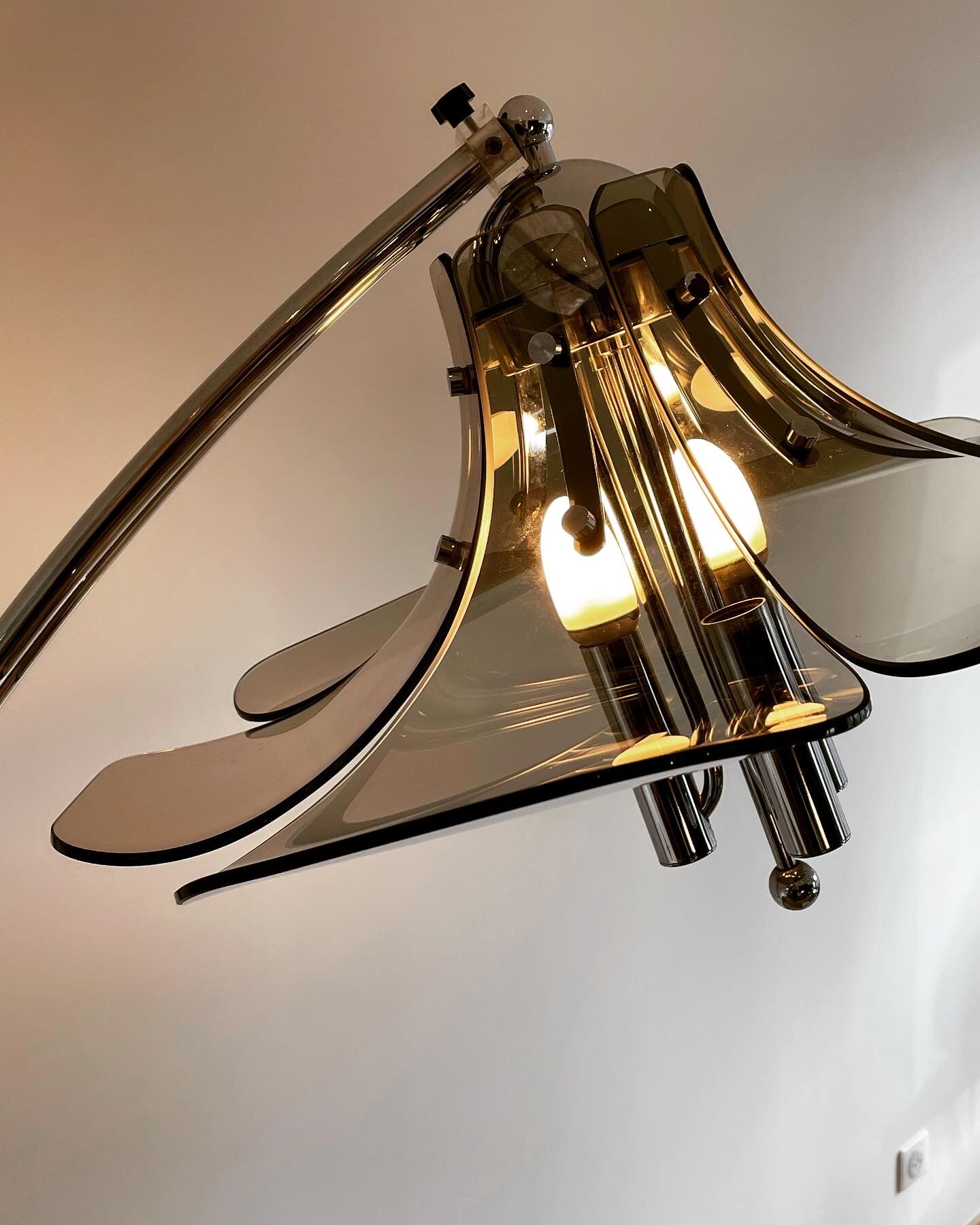 Floor lamp arc flower adjustable, italy, 1960