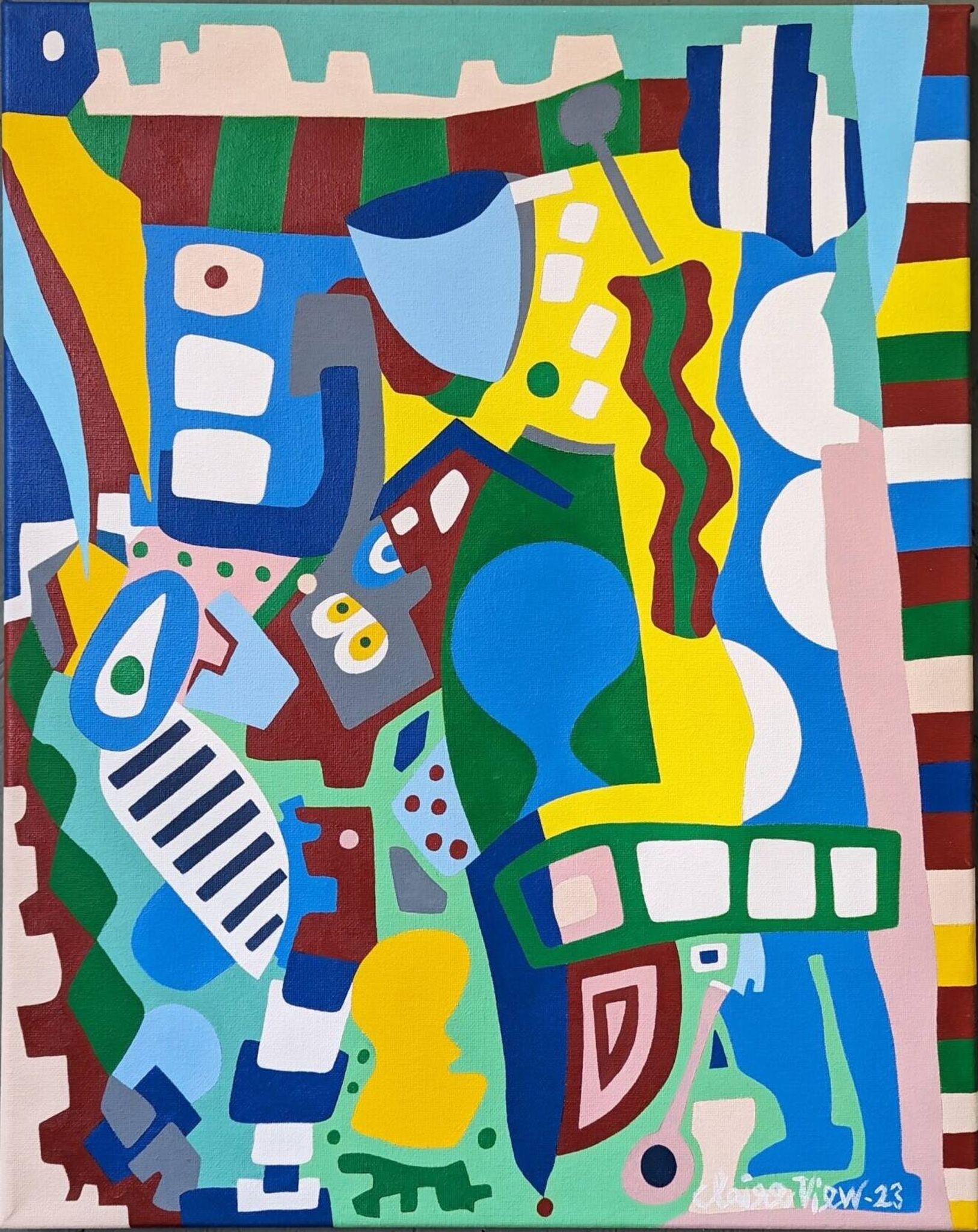 Contemporary Abstract Painting "Blue Tiger" 2023 Unframed Acrylic on Canvas