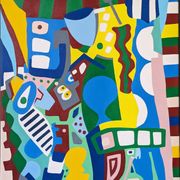Contemporary Abstract Painting "Blue Tiger" 2023 Unframed Acrylic on Canvas