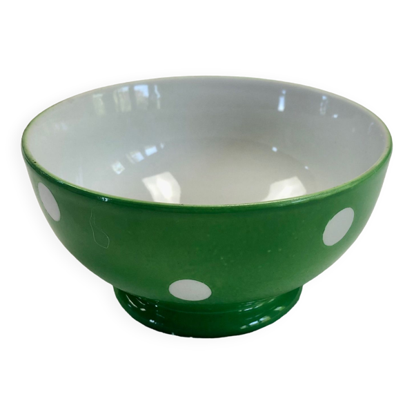 Bol vert pois blancs porcelaine Longchamp