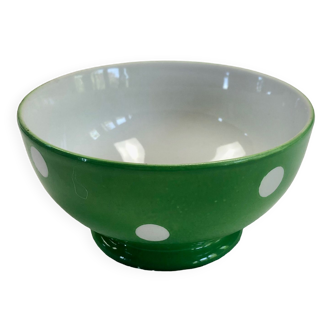 Bol vert pois blancs porcelaine Longchamp