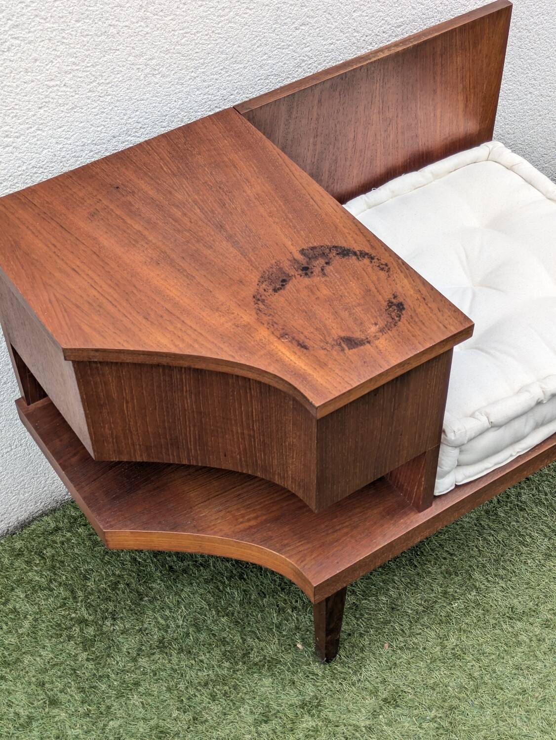 Vintage 1960s teak telephone hall bench