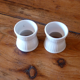 Set of 2 domino shaped shells in white ceramic