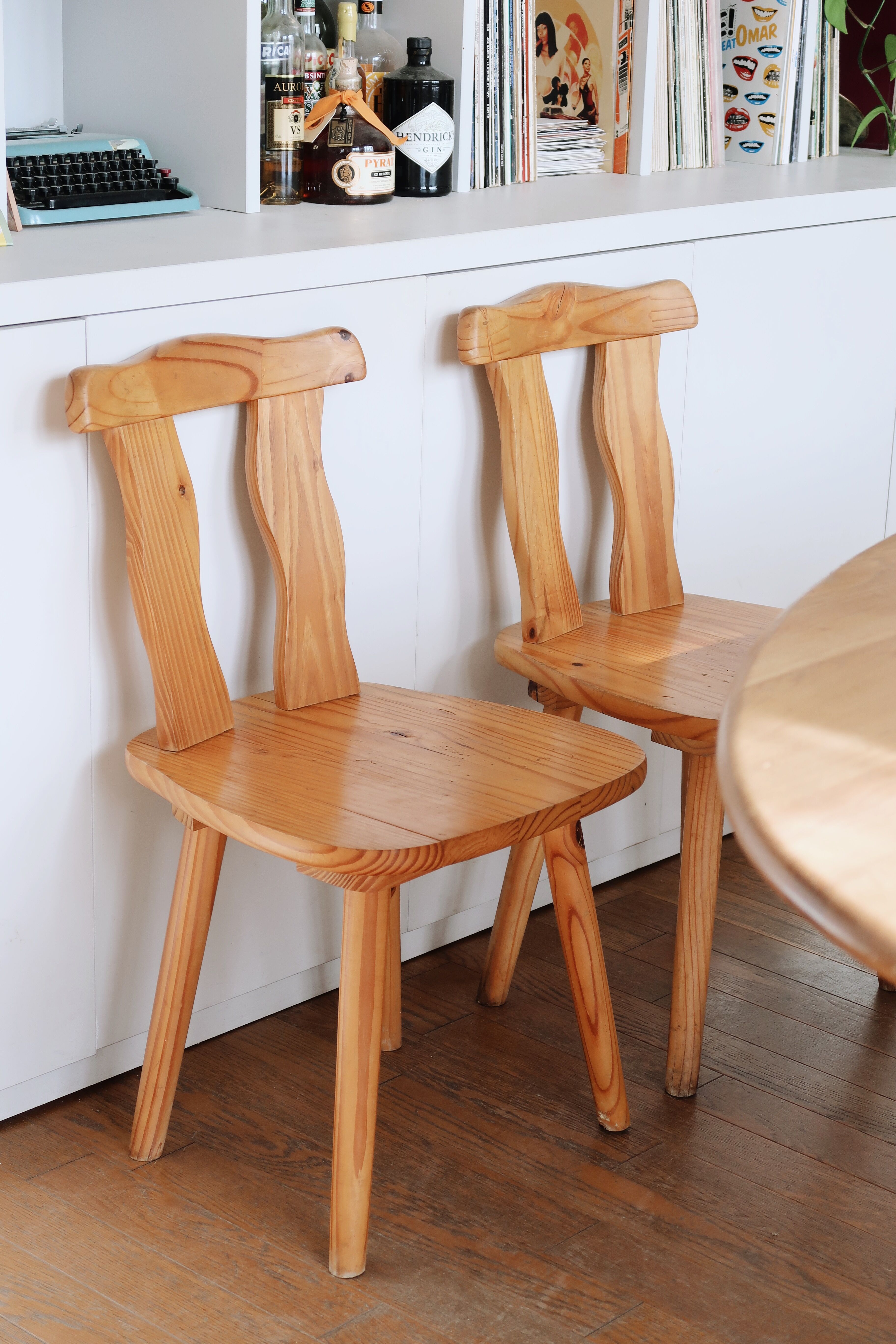 Pair of Scandinavian pine chairs