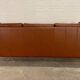 Vintage danish stouby dark cognac leather and rose stained beechwood frame 3 seater sofa