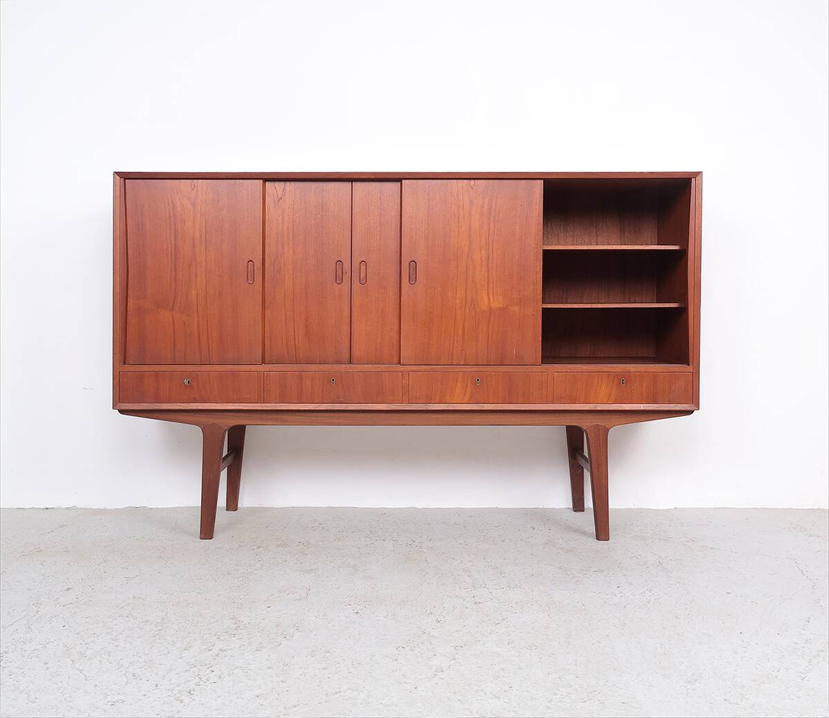 Danish design teak highboard, 1960s