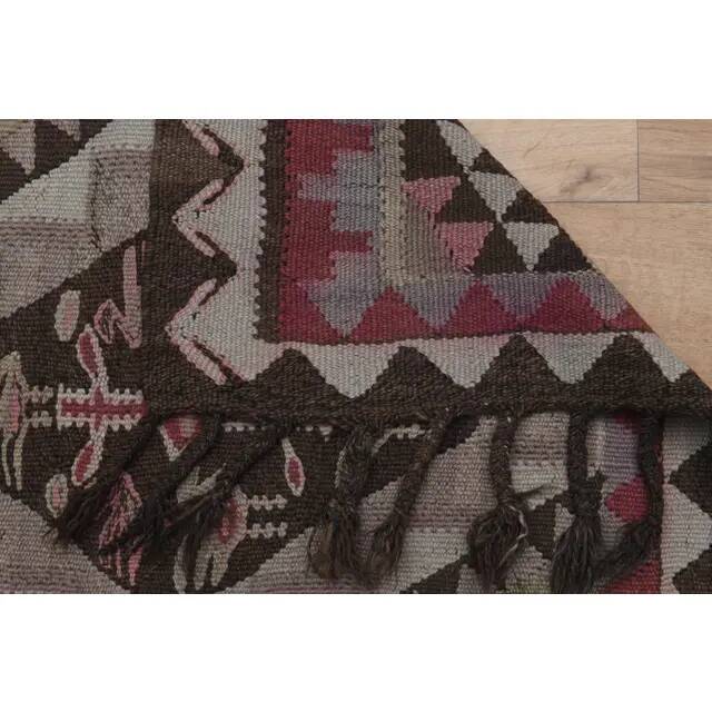 1970s Vintage Turkish Oushak Handmade Wool Cotton Pink Runner Rug 83x276