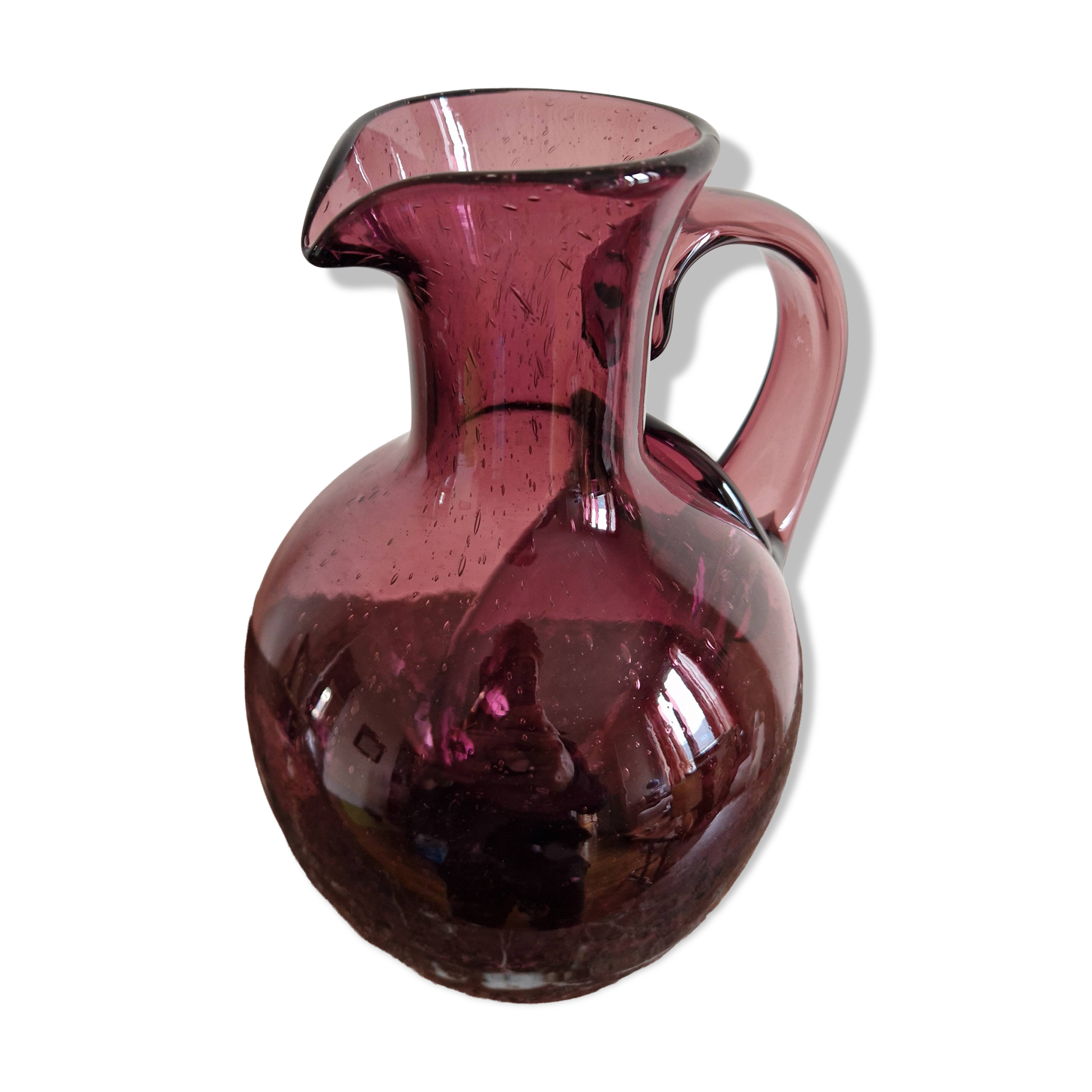 Amethyst blown glass bubble ice carafe Biot