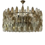 Luxury Contemporary Poliedro Murano Glass Chandelier in Brunish Finish
